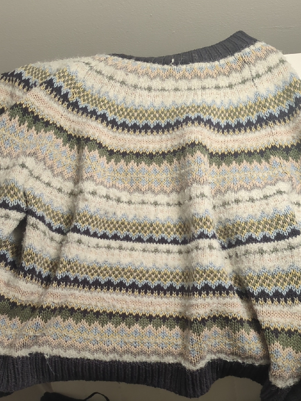 Women's Fair Isle Crewneck Sweater in Cream and Olive